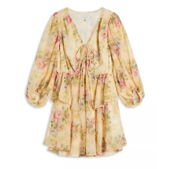 NWOT Women’s Ted Baker Tamziy V-Neck Tie Front Mini Dress SZ 6 / US 14 - Picture 4 of 8